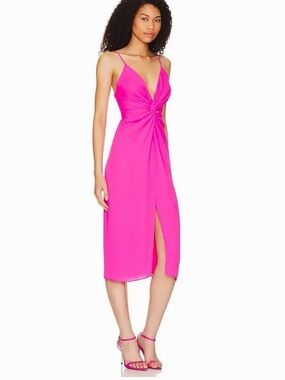 NWT Krisa Twist Camo Midi Dress in Fuchsia Size Small